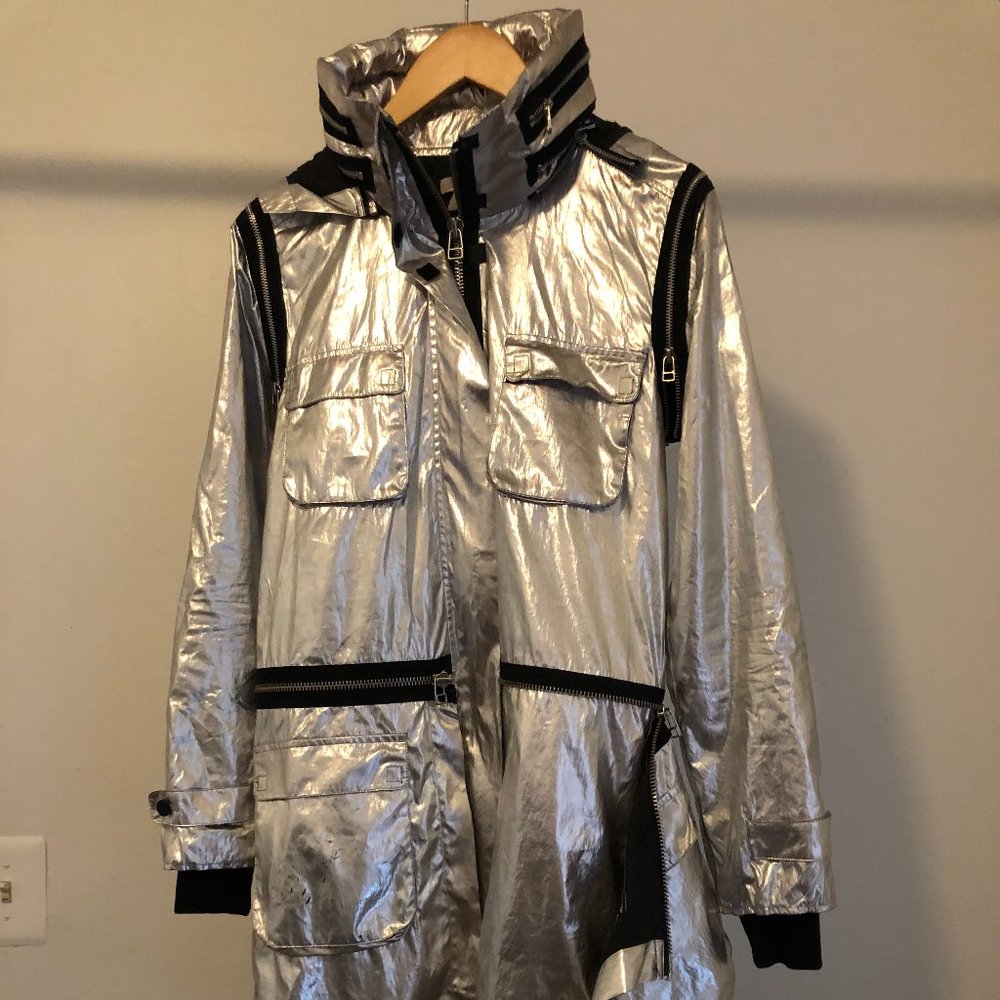 Adidas SLVT womens zipper silver coat